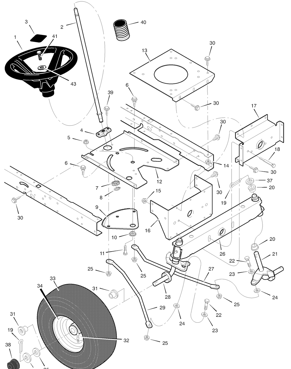 Steering Diagram and Parts List for 425600X8A 2003 Briggs and Stratton Lawn Tractor